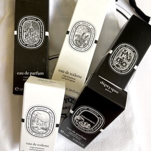DIPTYQUE sample/ travel size vial 2ml and 10ml NEW - 5 different scents